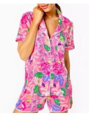 NWOT Lilly Pulitzer Teagan PJ Top Only Pink Isle Best of Friends XS
